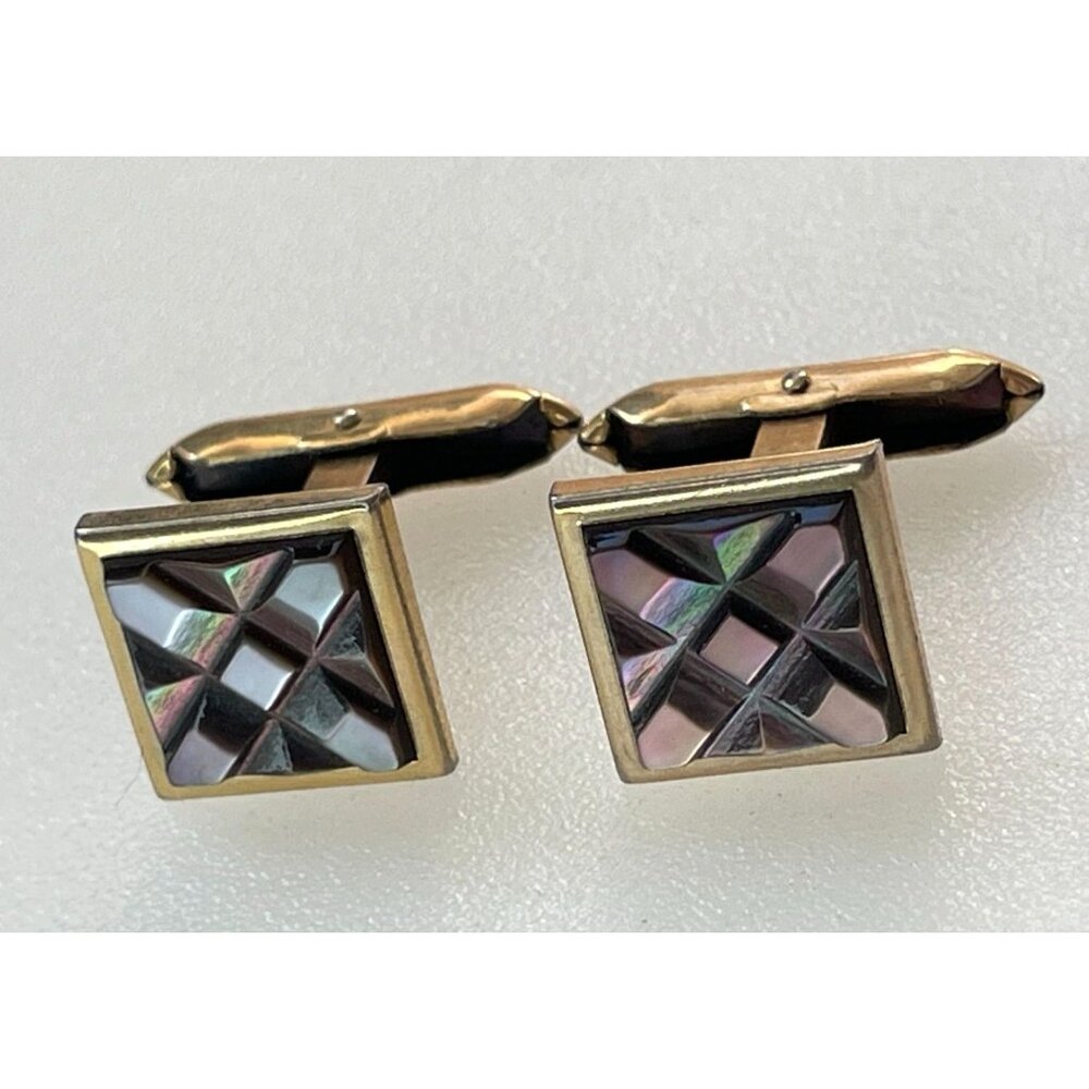 Vintage Hadley Geometric Mother of Pearl Cufflinks